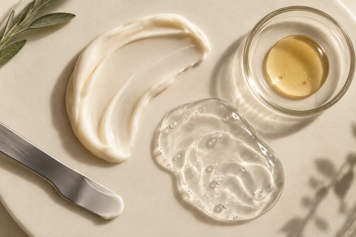 Cream, gel and oil textures
